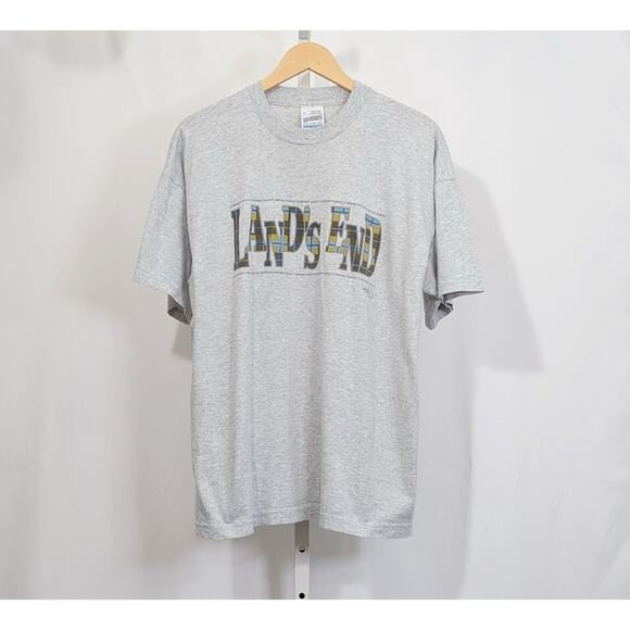 Vintage 90s Shirt Lands End Cornish Tartan Gray Single Stitch Men's Size XL - Picture 1 of 5